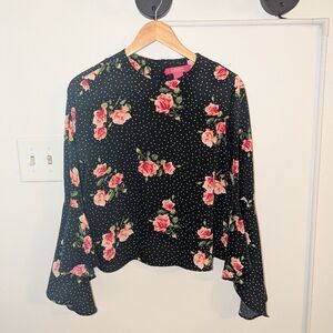 Floral Polka Dot Bell Sleeved Top